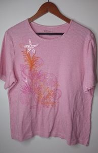 TOG Shop XL  Pink Red White Striped Beach Top Plus